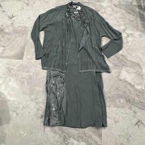 Kd Spring Womens Lagenlook Dress‎ With Cardigan Art to Wear Green Size Large L